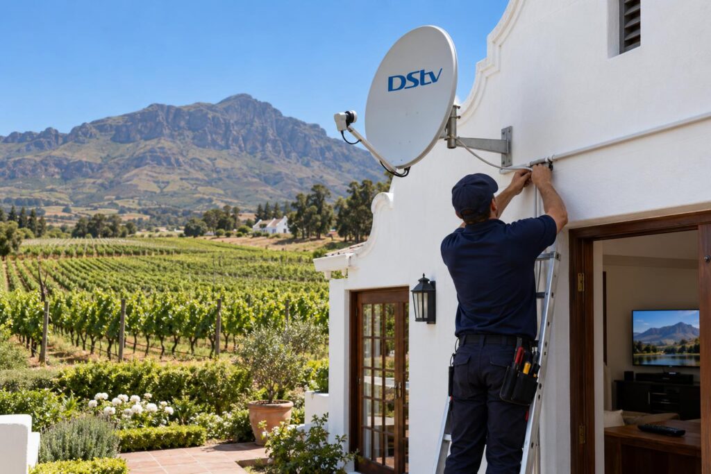 Cabling a farm cottage Cabling a farm cottage to connect DStv Explora to WiFi near Wellington