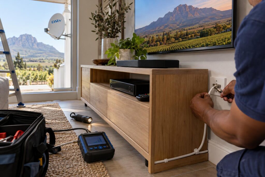 Checking cables and connectors Checking decoder cable connections when DStv signal strength reads low